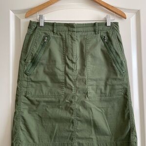J Crew Olive Green Skirt with Zip Pockets